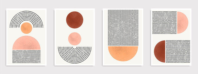 Abstract Organic Wall Art. Mid Century Modern Design. A trendy set of Abstract Hand Painted Illustrations for Wall Decoration, Social Media Banner, Brochure Cover Design. Minimal and Natural Wall Art.