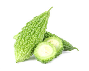 Bitter melon or Bitter gourd isolated on white background