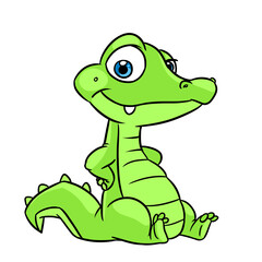Naklejka premium Little green crocodile kid illustration cartoon