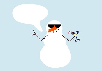 Winter set with snowman on blue background for wallpaper and packaging 