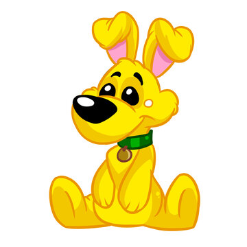 Yellow toy dog sitting illustration cartoon