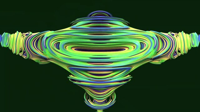 Mathematical colorful three-dimensional apple man that transforms and makes its structures visible, Mandelbulb graphic animation