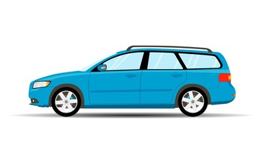 Light blue car. Station wagon. Vector illustration.