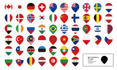 ベストカントリー 国旗アイコンのセット ベクターイラスト