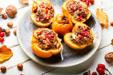 Autumn apple stuffed forcemeat