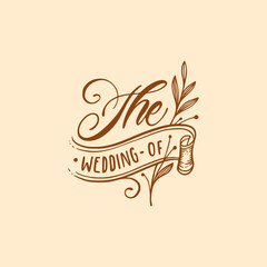 Script hand lettering design for wedding sign template 