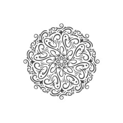 Symetrical floral mandala hand drawn graphic drawing