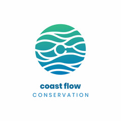Letter C for Coastal Water Flow Sea Conservation Logo