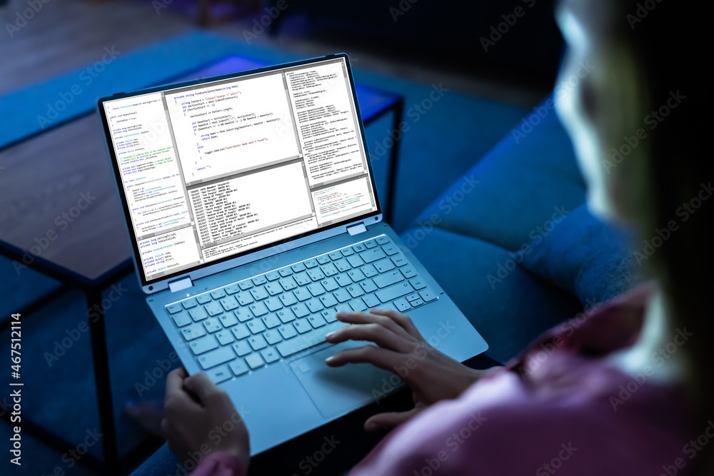 Fototapete Computer Programmer Using Development Software