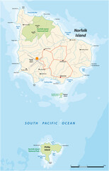 Vector map of the Australian Pacific island of Norfolk Island