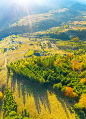 Monastery Carpathians autumn mountains