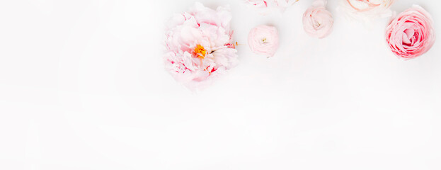 postcard layout and flowers on a white background 