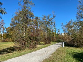 Recreational and hiking trails in early autumn along the Glatt River and in the Zürich (Zuerich or Zurich) Gebiet area (Grindel Gebiet), Wallisellen - Switzerland