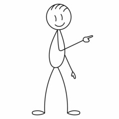 stick figure, man shows isolated, vector