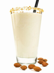 Almond Milkshake on white Background - Isolated