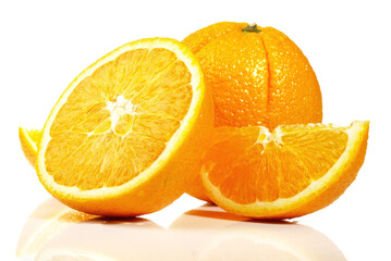 Navel Orange Fruits on white Background Isolated