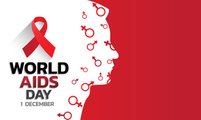 World AIDS Day Banner Background Illustration. Aids Awareness. World Aids Day concept. Red Ribbon. Vector illustration EPS10