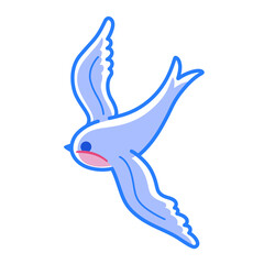 Cute swallow - cartoon bird character. Vector illustration in flat style isolated on whiter background.