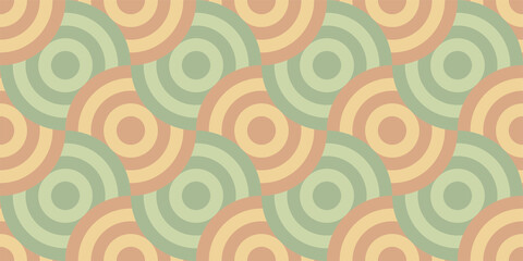 Seamless vector pattern. Circles. Optical illusions. Op Art backdrop. Modern template for fabric, textile or wrapping. Geometric ornament. Stylish background. Wallpapers. Pastel colors. 3D Tiles.