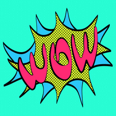 Wow lettering in pop art style