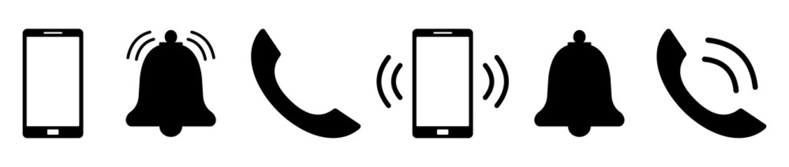 Obraz premium Ringing phone simple icon set.Phone call icon set on white background.Phone sign. Smartphone, mobile, vibration.Vector illustration