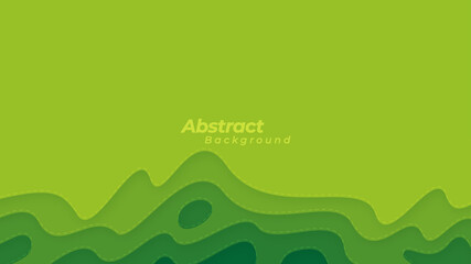 Green Paper cut layered 3D texture vector background.