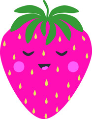 Cartoon vector strawberry icon with a happy face