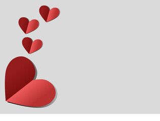 valentine card with red hearts