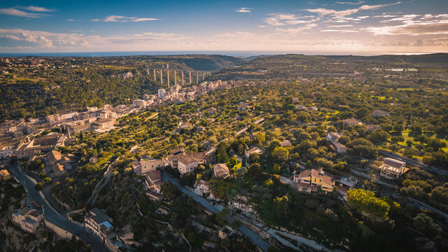 Wonderful View of Modica City Centre  from above, Ragusa, Sicili, Italy, Europe, World Heritage Site
