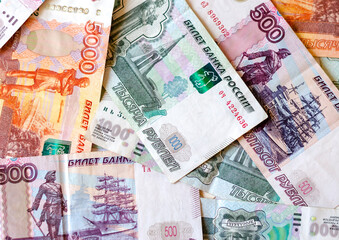 Russian money. The concept of finance, investment, cash, savings
