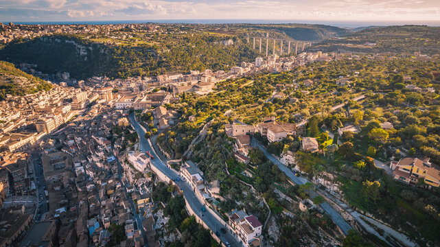 Wonderful View of Modica City Centre  from above, Ragusa, Sicili, Italy, Europe, World Heritage Site
