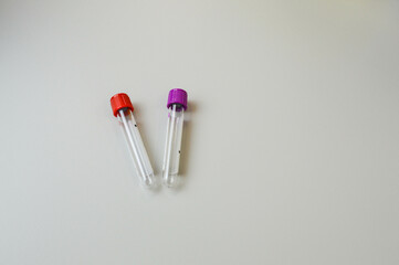 Laboratory medical test tubes on the table