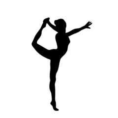 Fototapeta na wymiar Silhouette of gymnastic girl. Art gymnastics dancing woman