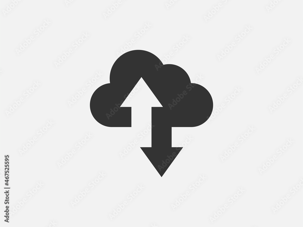 Poster technology icon vector cloud computing connection. big data global server. line design symbol.
