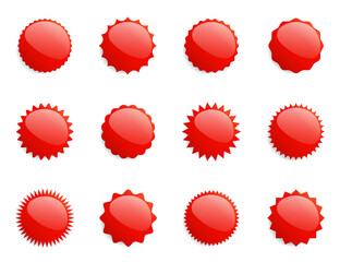Set of different glossy sale buttons or badges. Product promotions template. Vector illustration.