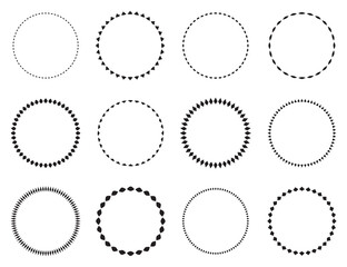 Set of round vector frames. Circle design pattern art.