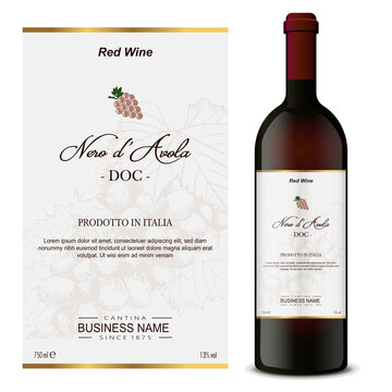 Premium Quality Red Wine Label with Bottle. high quality wine packaging