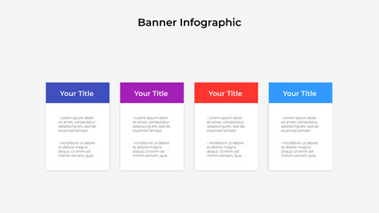 Banners infographic slide. Concept of business project visualization with 4 options. Infochart design template