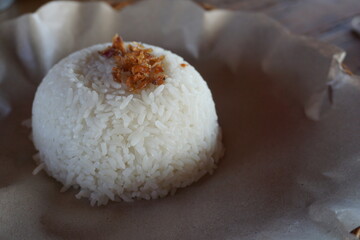 Fototapeta na wymiar White Rice on a Traditional Plate