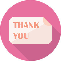 A thank you card, flat icon with a long shadow
