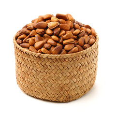 Pine nuts on white background