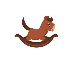 Wooden rocking horse toy on white background