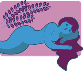 vector illustration of stylized long haired female