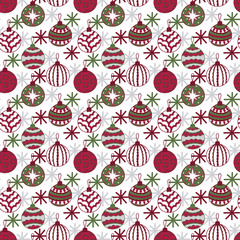 Christmas tree ball seamless pattern, digital paper, fabric pattern