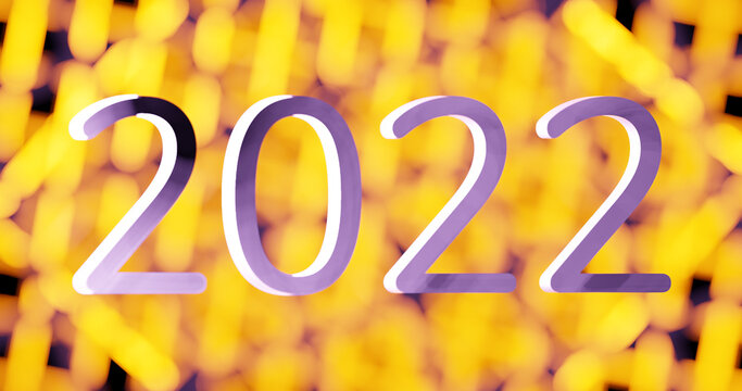 Render With Purple Numbers 2022 On Fiery Orange Background