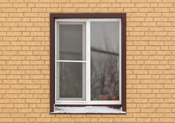 A window in a brick house.