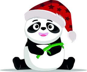 
Panda wearing a Santa Claus hat