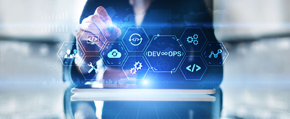 DevOps Methodology Development Operations agil programming technology concept. - obrazy, fototapety, plakaty