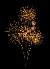 Amazing Beautiful firework on black background for celebration anniversary merry christmas eve and happy new year