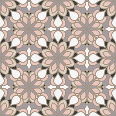 Abstract seamless mandala background. Texture in pale colors. Oriental pattern for design, fashion print, scrapbooking